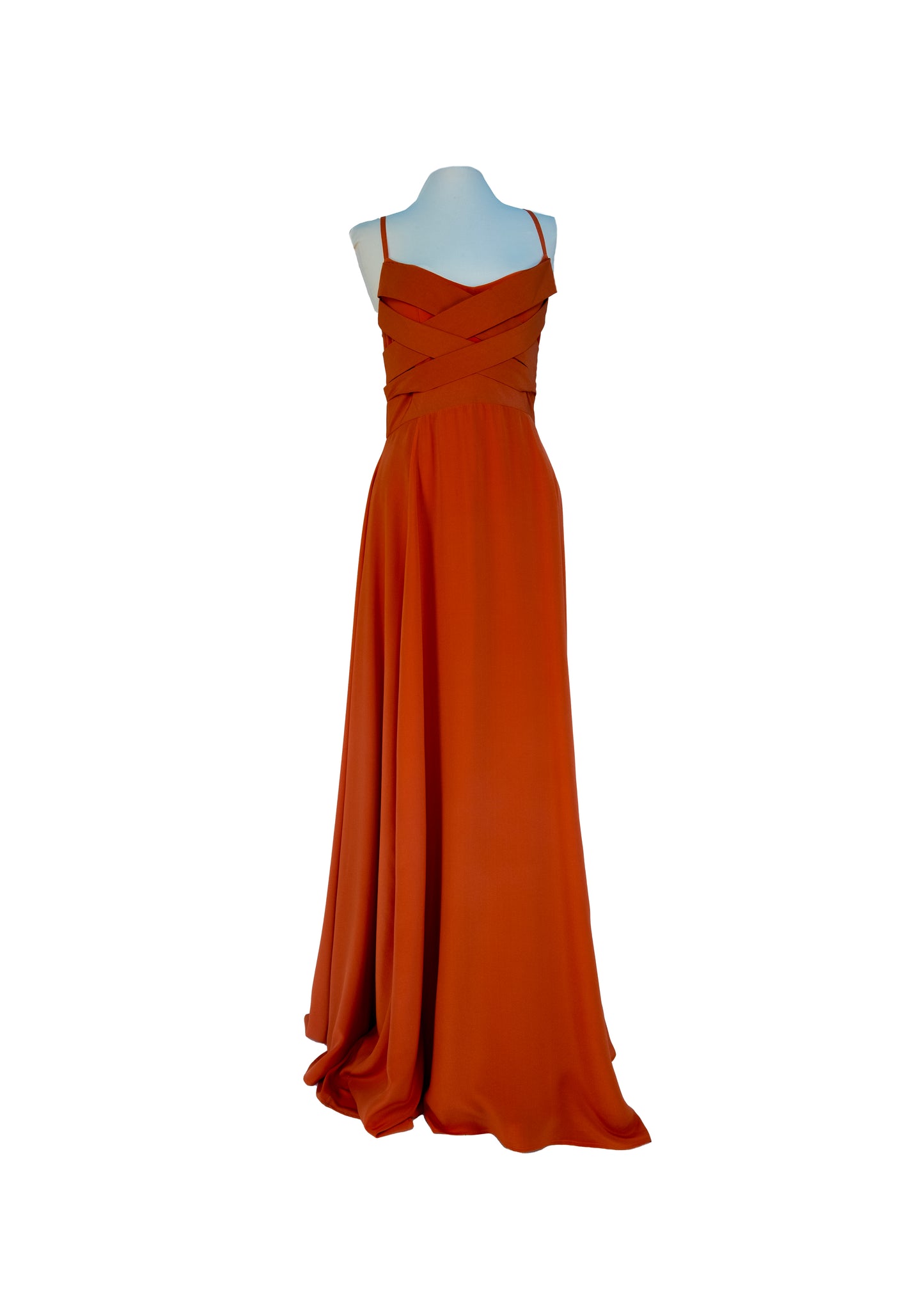 Robe longue avec corsage tissé - Orange
