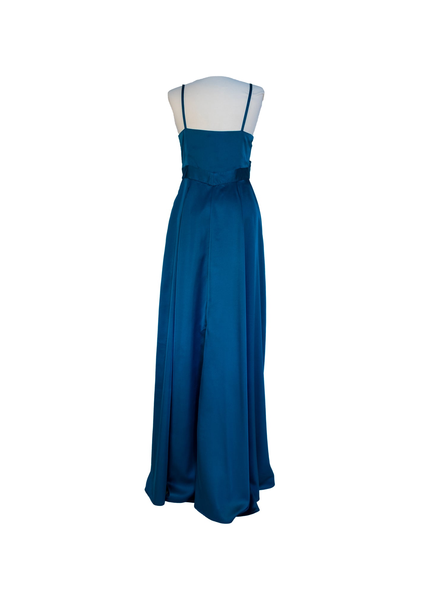 Robe longue avec corsage tissé - Vert Pétrole