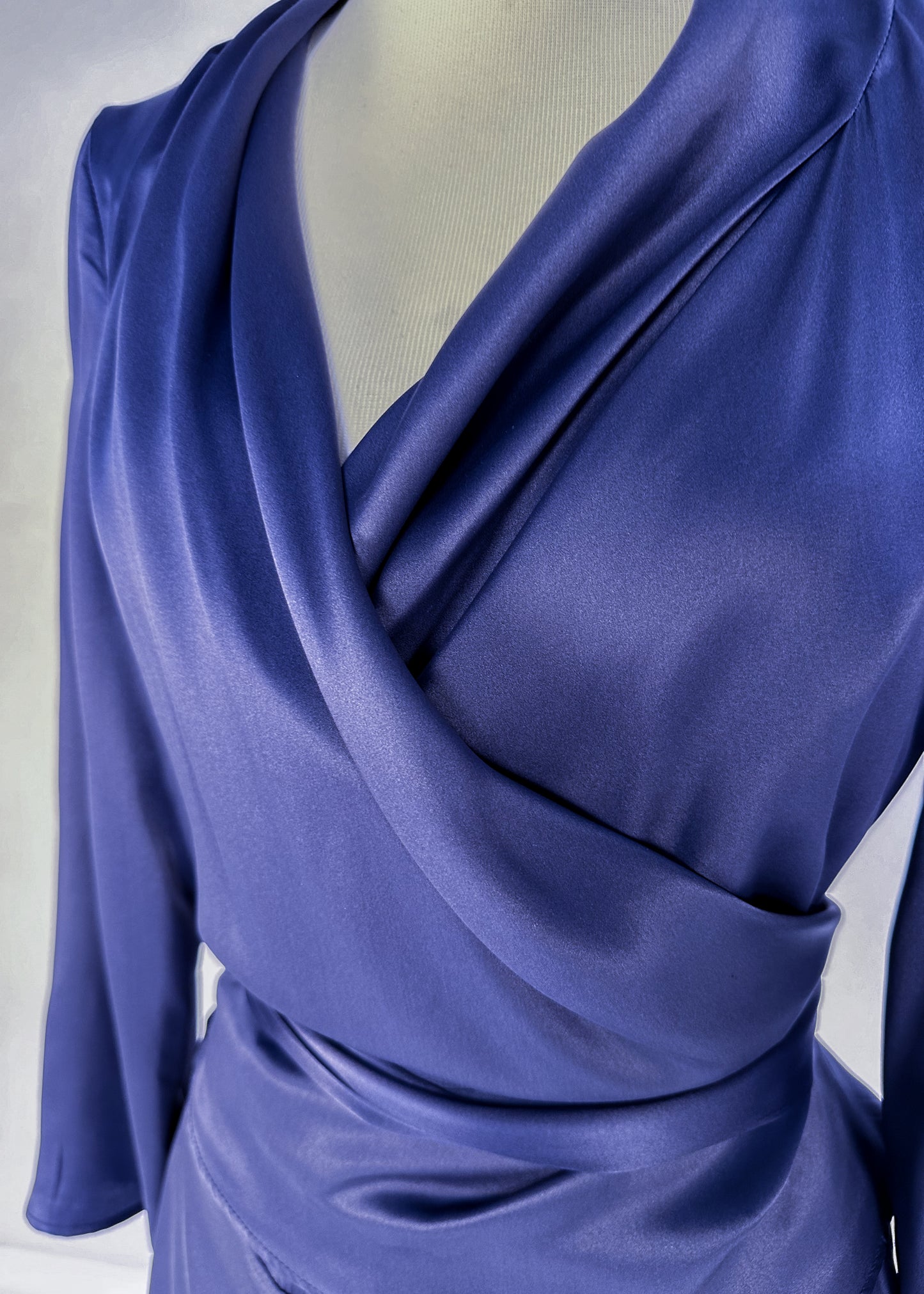 Robe longue à corsage croisé - bleu