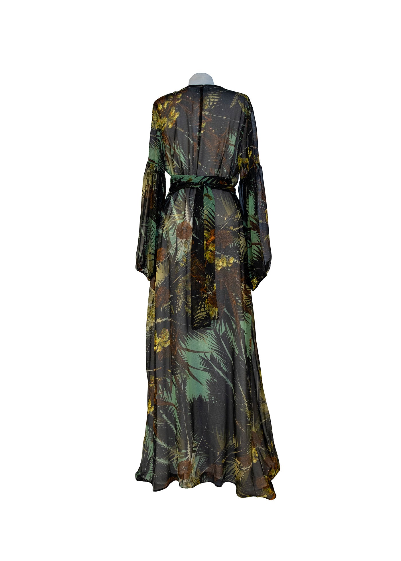 Long dress in printed silk