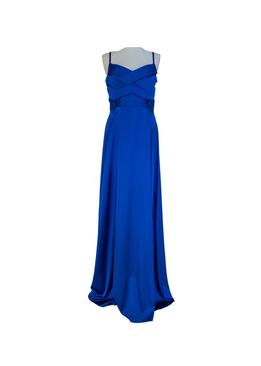 Robe longue avec corsage tissé - Bleu