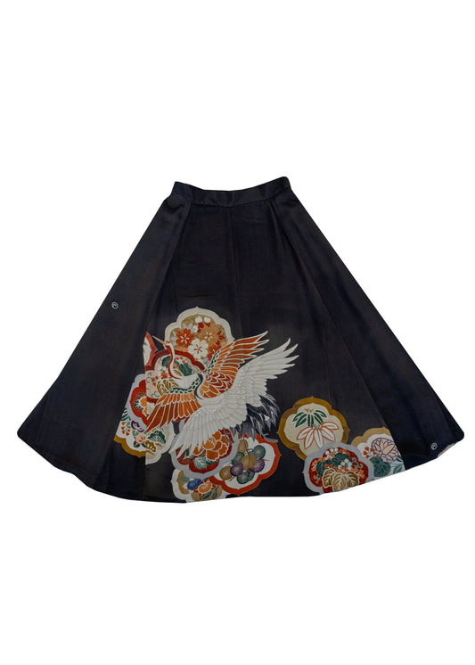 Kimono skirt with traditional Japanese design