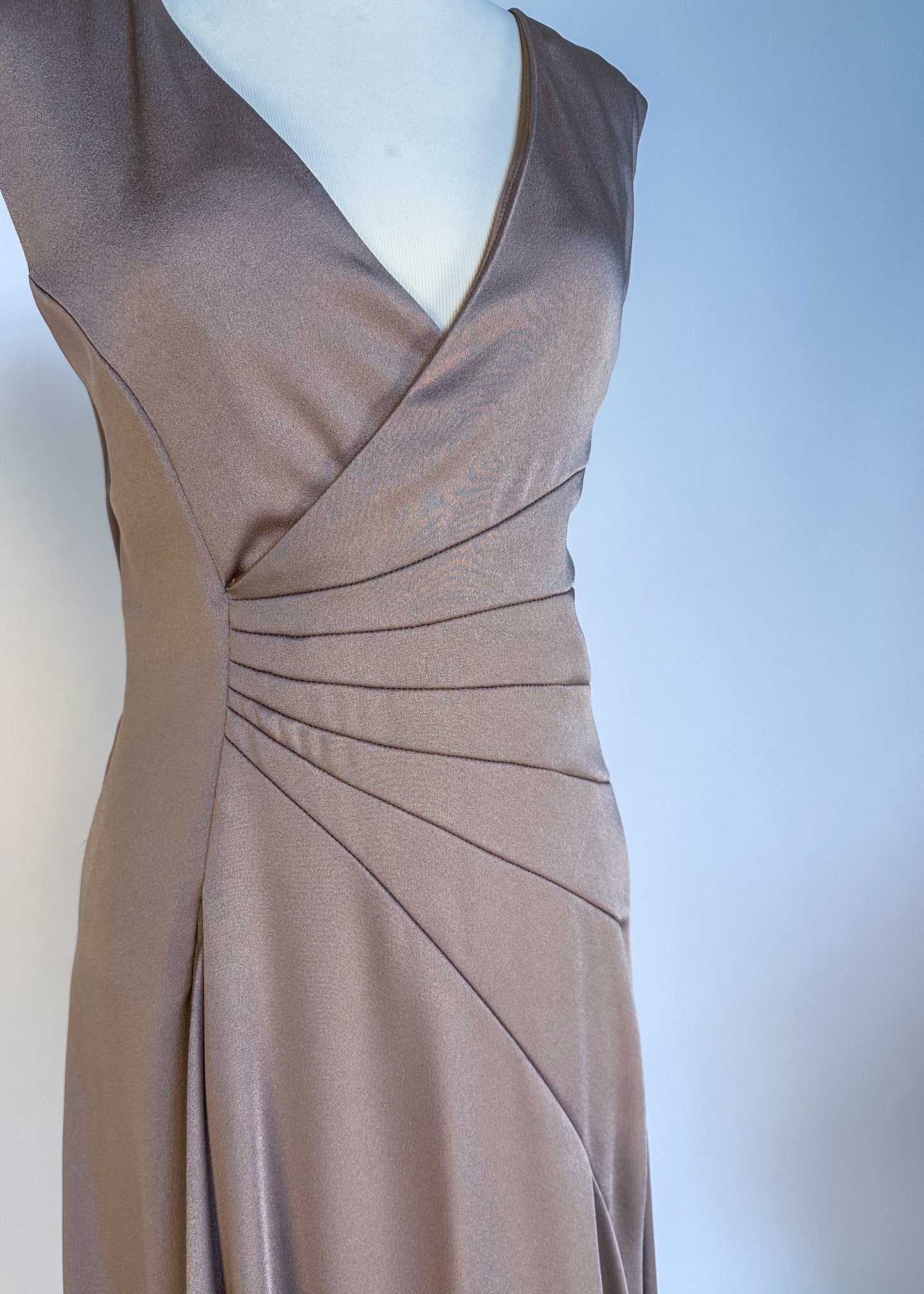 Long dress with sunburst stitching