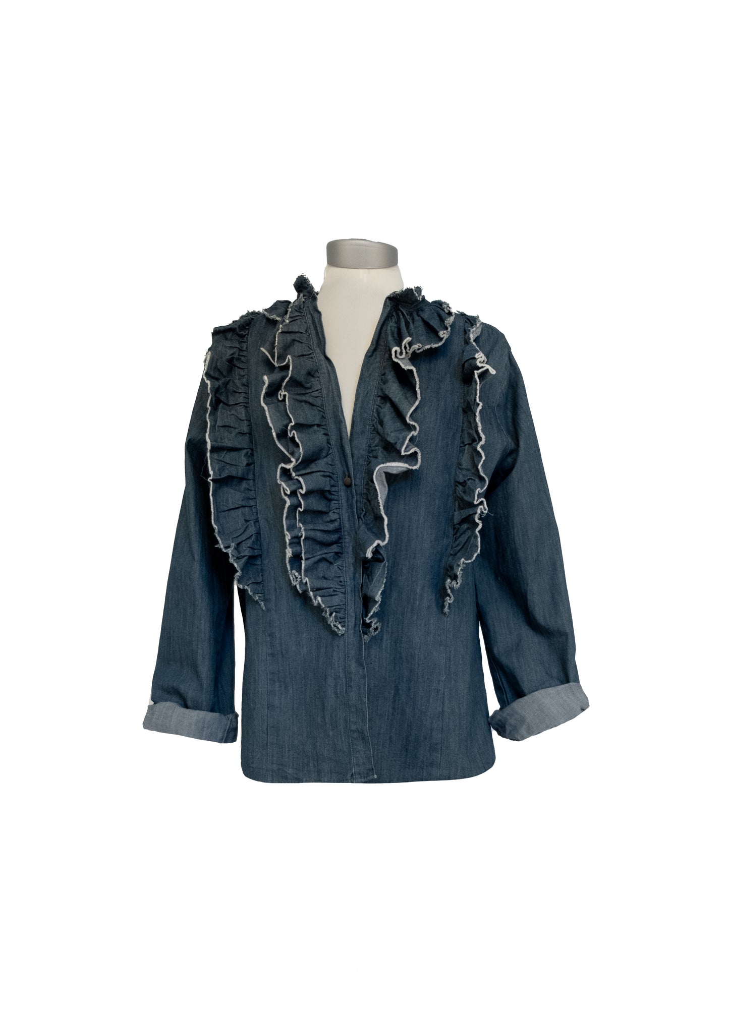 Giacca-camicia corta in denim