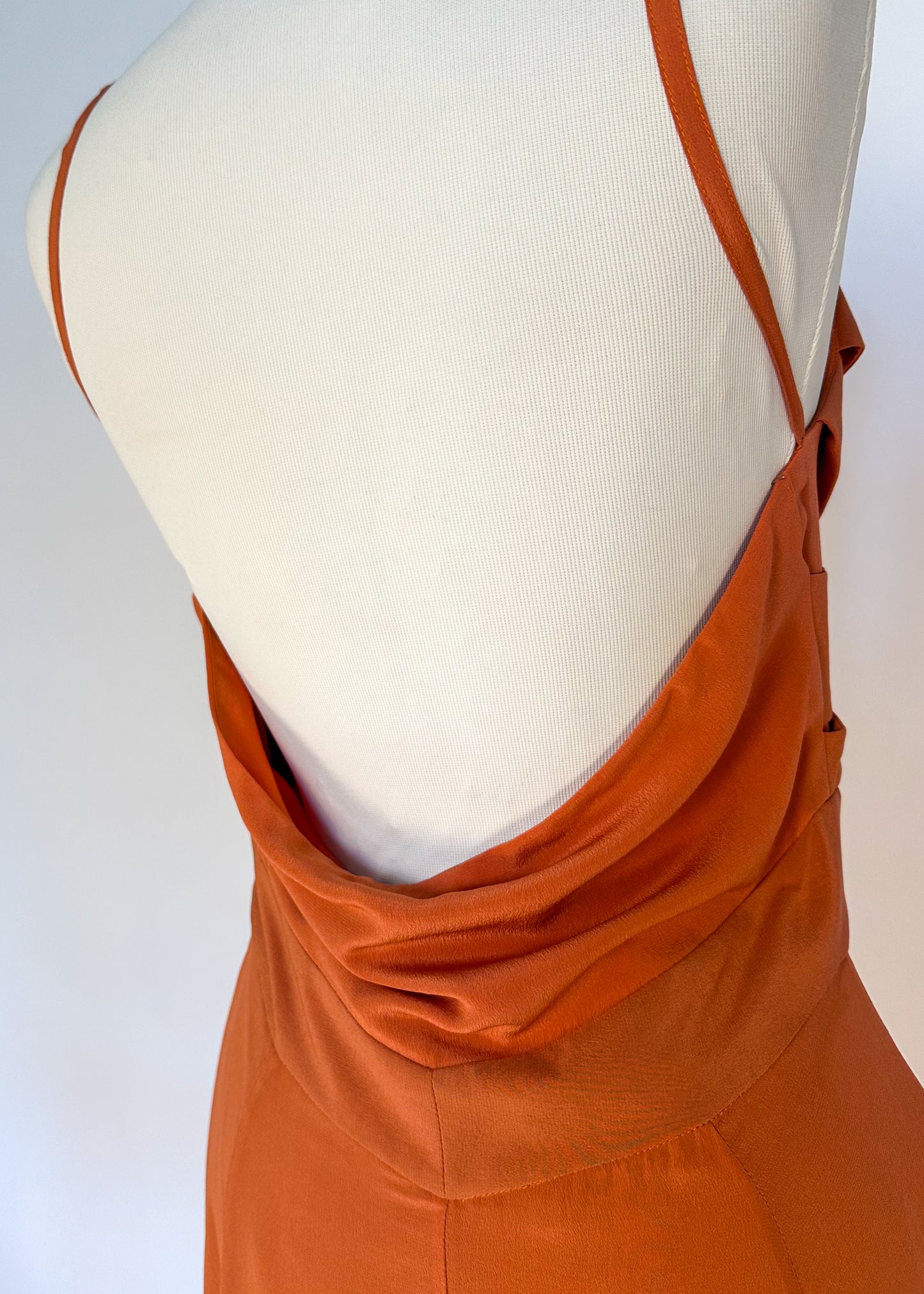 Long dress with woven bodice - Orange