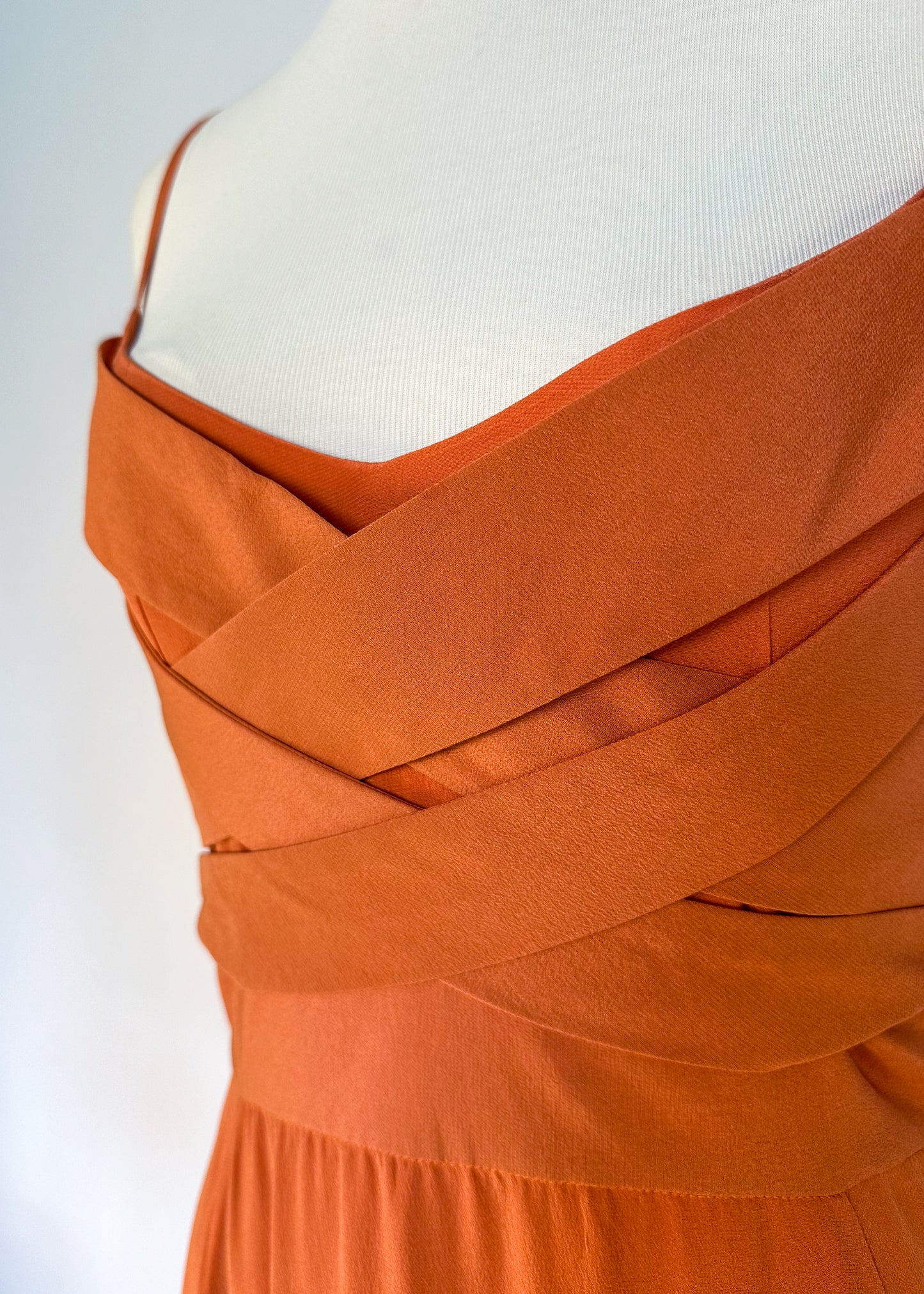 Robe longue avec corsage tissé - Orange