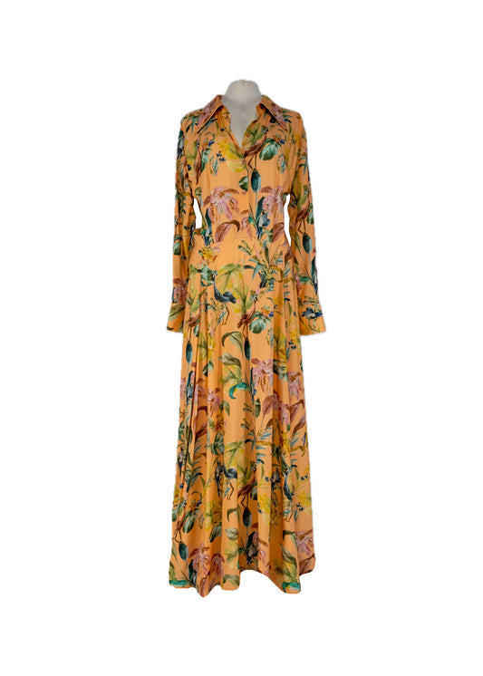 Shirt dress with viscose print