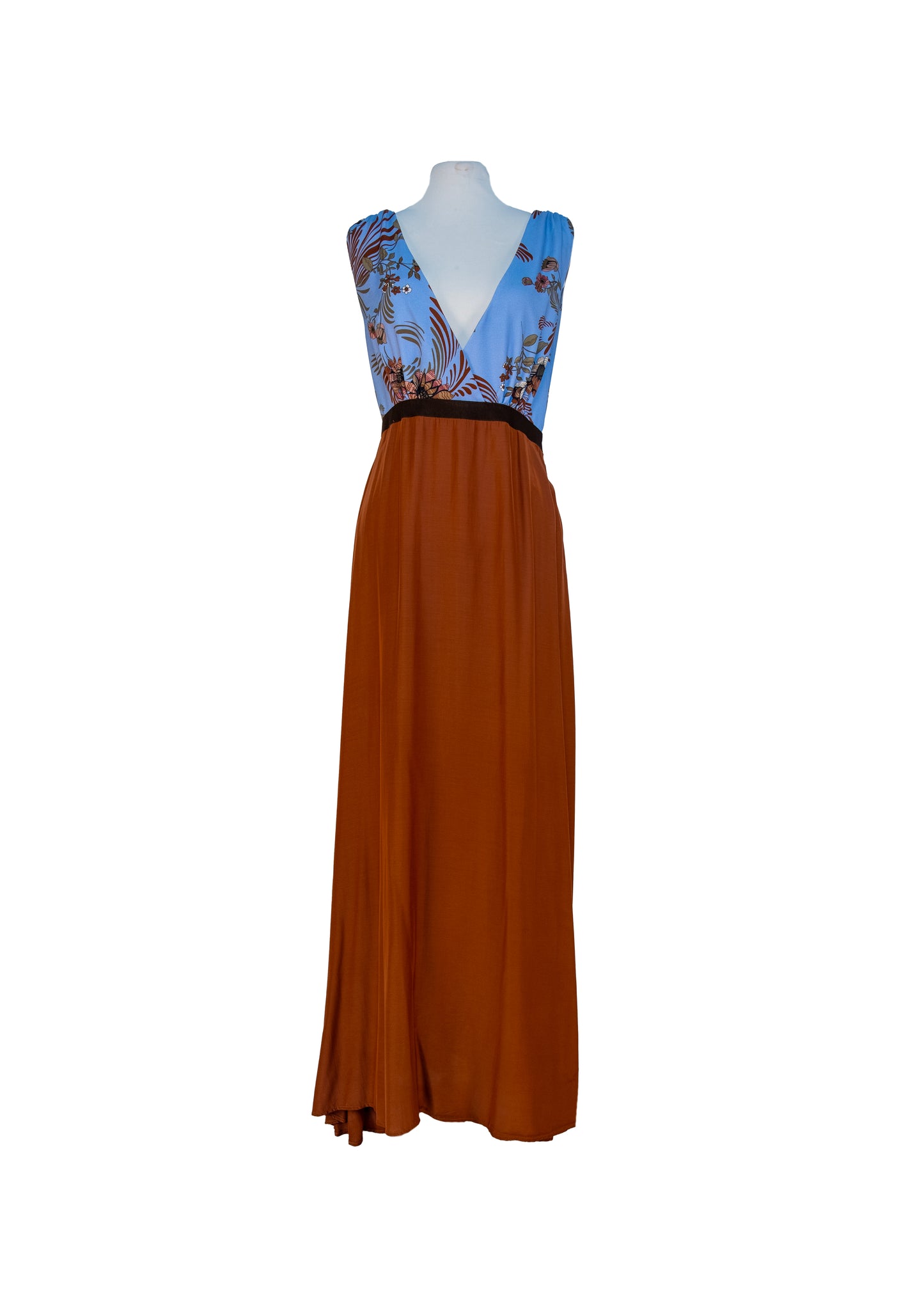 Long dress with patterned bodice