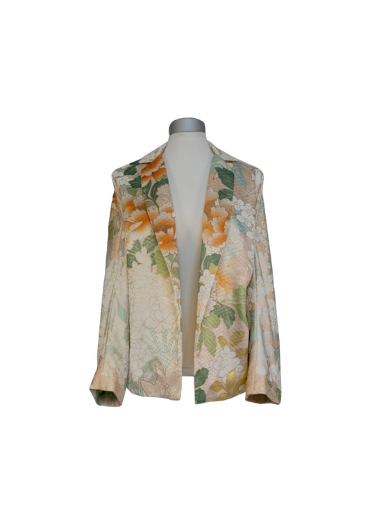 100% silk short kimono jacket with floral pattern