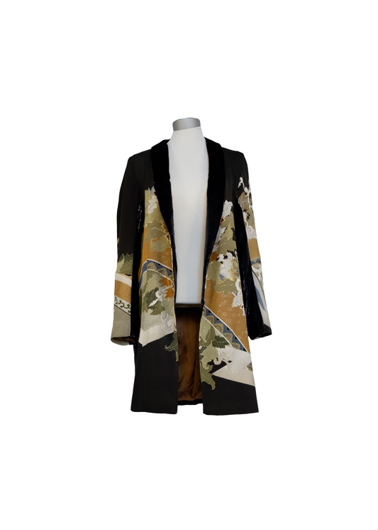 Kimono jacket with silk velvet inserts